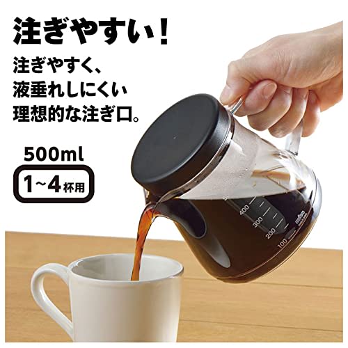 Akebono Sangyo Unbreakable Coffee Server, 500ml, Made In Japan, Resin, Microwave and Dishwasher Safe, with Graduations, Outdoor Use, TW-3732
