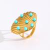 LATS Elegant Stainless Steel Big Bloom Flower Rings for Women 18K Gold-plated Open Rings Finger Jewelry Wedding Her Gift Punk