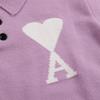 AMI New Polo Collar Knitted Sweater Jacquard Love Couple Woolen Sweater