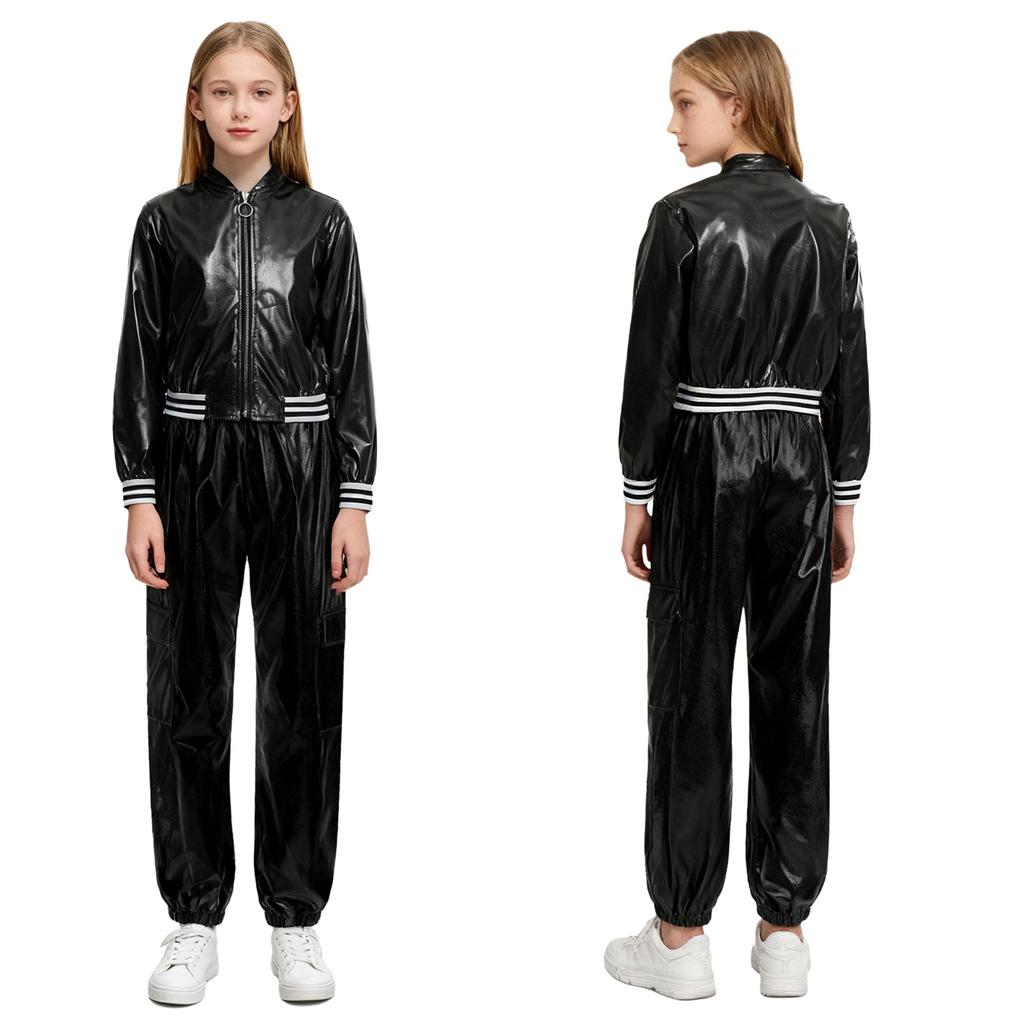 Яркий металлический костюм для хип-хопа, комплект с курткой и брюками
