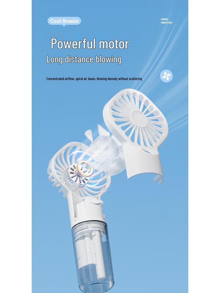 F3 Portable USB Rechargeable Mini Fan: Handheld, Desktop, Hydrating Spray – Perfect for School or Dorm Gifts