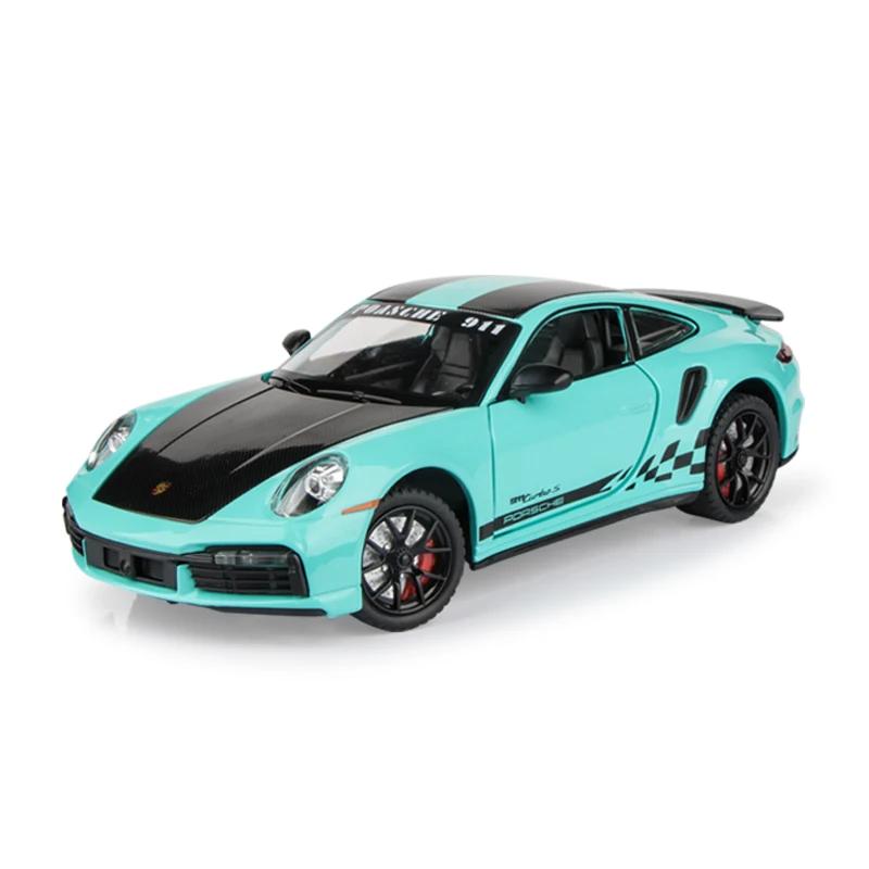 Jbcp5 1:24 модели спортивных автомобилей Porsche 911 TURBO S TARGA из сплава, литые модели, имитация, металлические игрушечные модели автомобилей, звук, свет, коллекция, подарок для детей