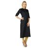 Bimba Women Chic Style Custom Kurta Black Printed Top Tunic Boho 3 4 Sleeve Placket