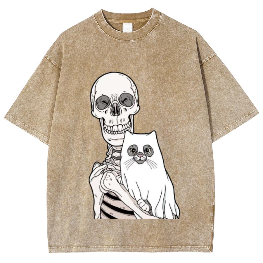 Винтажная джинсовая футболка унисекс оверсайз с графическим принтом черепа женская свободного кроя на сезон футболка класса люкс