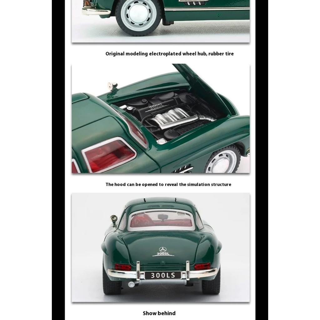 1/32 Scale Benz 300SL Classic Car Alloy Car Diecast Model Sound & Light Toy Car Central Control Ornaments Children Toy Gift