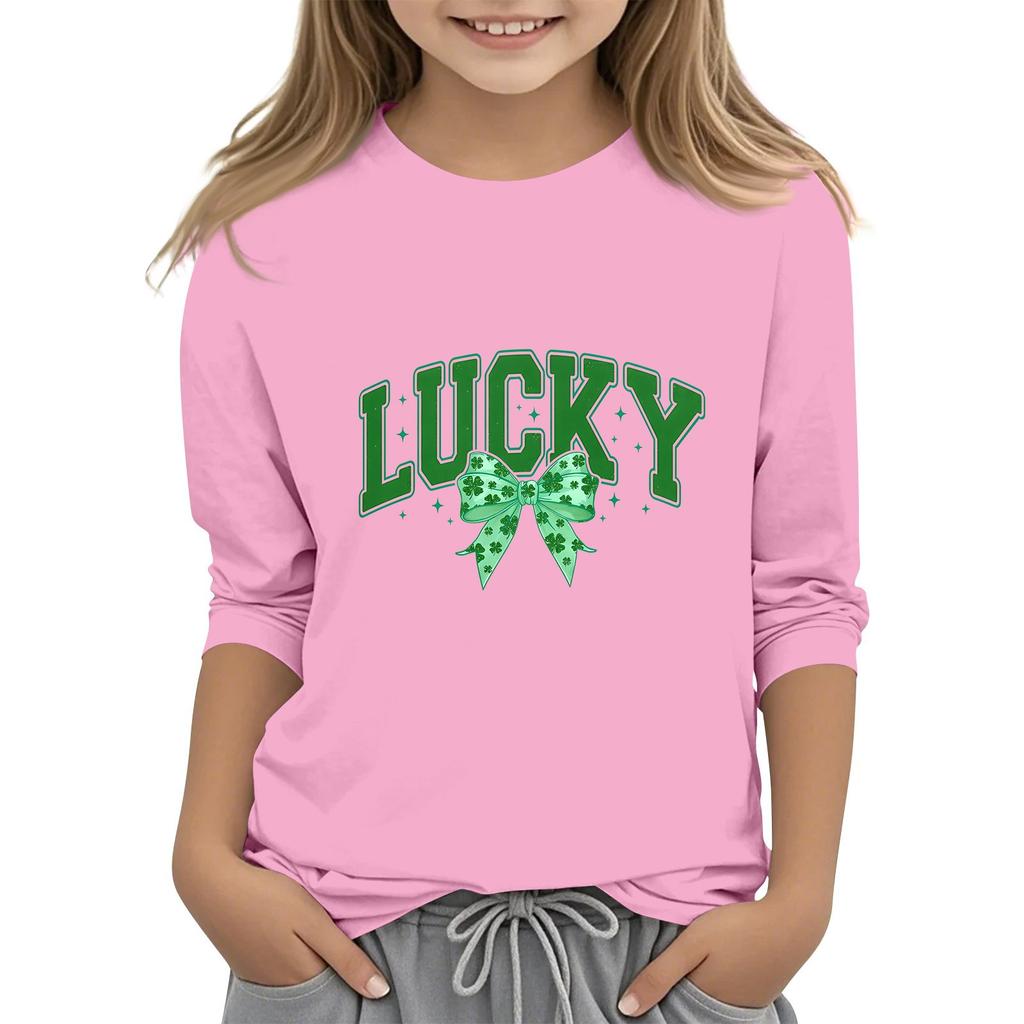 Детская повседневная футболка с принтом в виде воротника с надписью «Св. Патрик» и рукавами длиной 7 минут