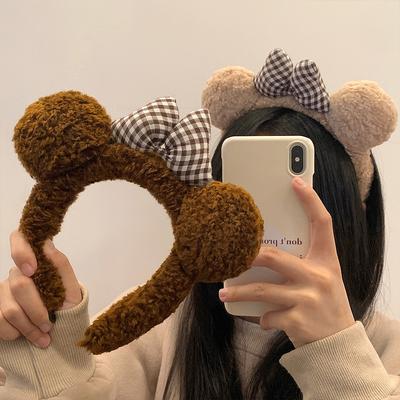 Женская плюшевая повязка на голову с ушками медведя-медведя, мультяшная повязка на голову, женская милая повязка на голову для девочек, аксессуары для волос