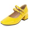 Модные лакированные элегантные туфли на низком каблуке женские туфли Мэри Джейн большого размера 45 модные черные желтые женские туфли на каблуке для офиса, вечеринки, свадьбы