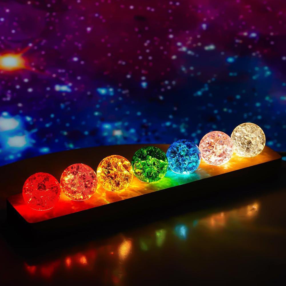 Colored Crystal Ice Cracking Ball Solid Glass Ball Night Light Decoration Ornament Rockery And Flowing Bonsai Craft Accessories