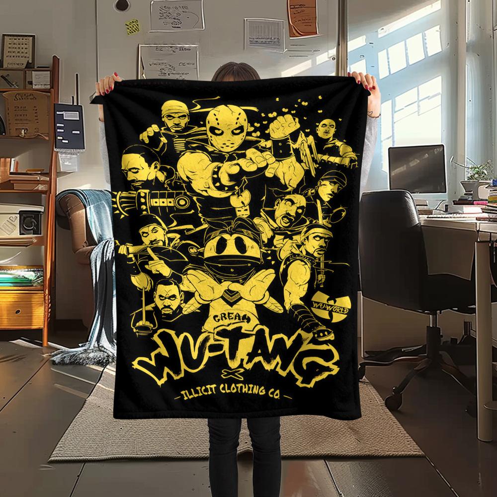 1 шт. Фланелевое одеяло с принтом Wu-Tang Clan, Высокое качество, Удобное для всех сезонов, Декор для дома, Тепло и комфорт