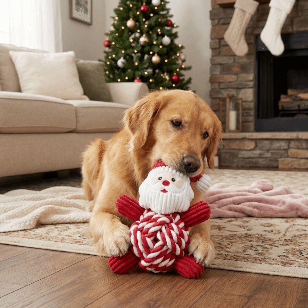 Bite Resistant Santa Claus Squeaky Puppy Toy Chew Resistant Chew Squeak Toy Training Toy
