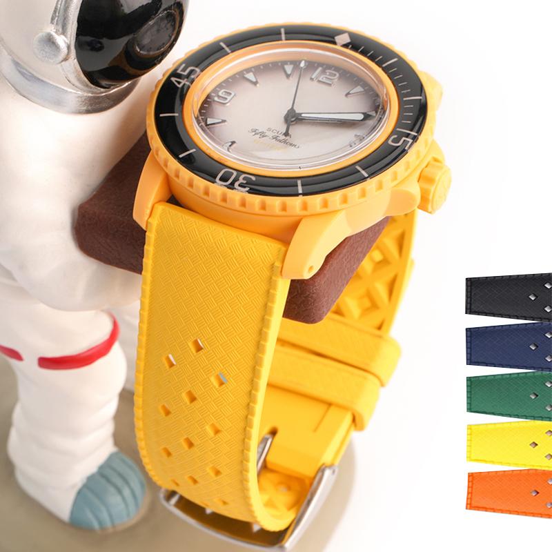 Watchband 20mm 22mm Diving Sport Watch Band for Seiko Omega Seamaster 300 Longines FKM Fluoro Rubber Strap Bracelet for Blancpain X Swatch