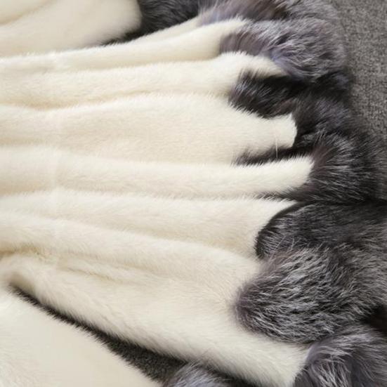 Overcoat Mid-length Hooded Design Faux Fur Women Outwear Coat for Winter