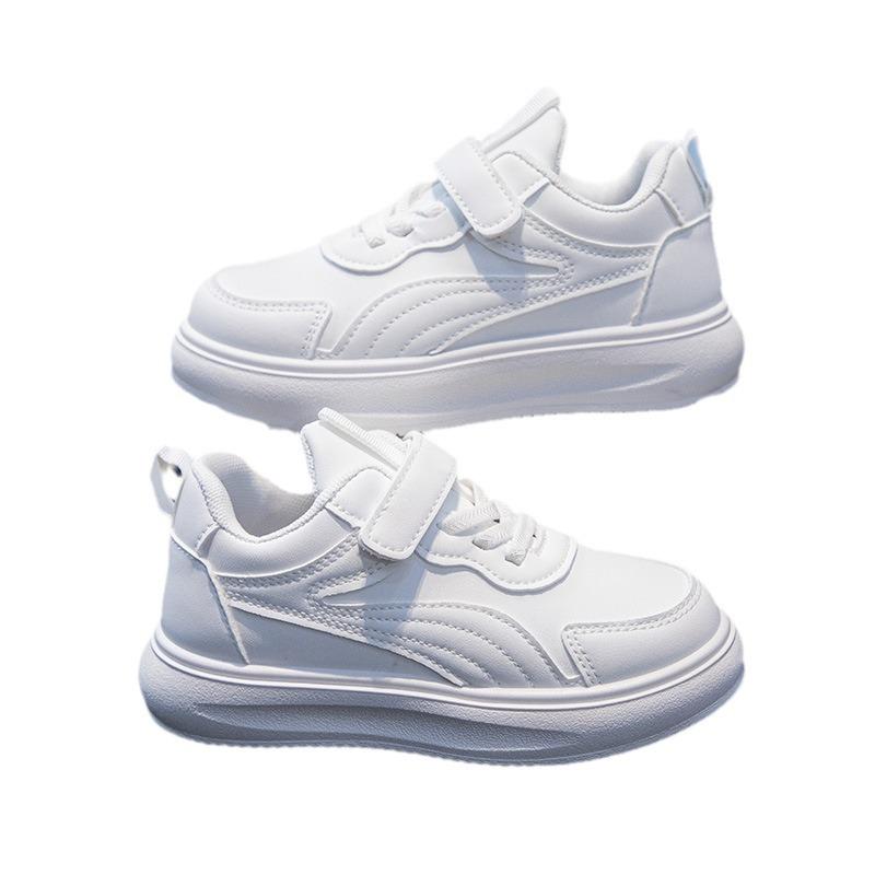 Весенне-летний стиль, детские белые туфли среднего и большого размера, кроссовки для мальчиков, спортивная обувь для девочек с мягкой нескользящей подошвой
