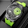 MEGIR Orange Sport Analog Watch for Men Fashion Waterproof Quartz Wristwatch with Luminous Hands Silicone Strap