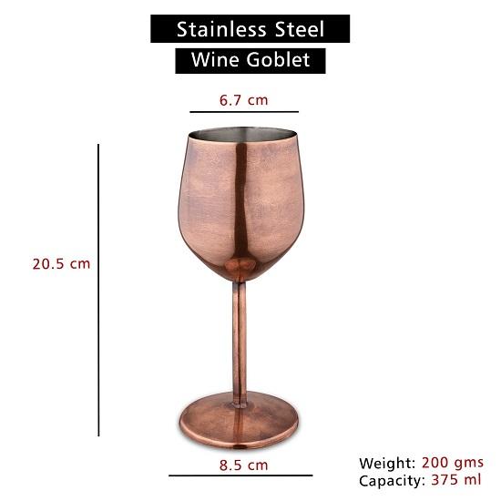 Бокалы для вина из нержавеющей стали, медные, матовые, набор из 2 шт.