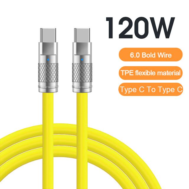 120 Вт 6A сверхбыстрая зарядка USB C жидкий силиконовый кабель для iPhone 14 15 Samsung Xiaomi быстрое зарядное устройство Type-C кабель для передачи данных