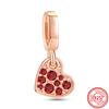 925 Sterling Silver Rose Gold Pendant Rose Mom Tilted Heart Dangle Charm Beads Fit Original  Bracelet Women Jewelry Gifts