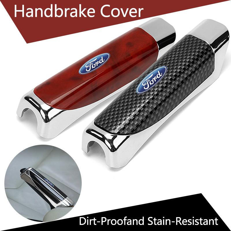 Car Hand Brake Carbon Parking Brake Handbrake Grips Protection Cover Car Interior For Ford Focus 3 4 MK3 Kuga Escape Mustang E yh50