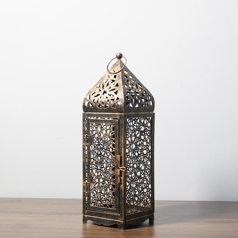 Metal Candle Lantern, Retro Hollow Moroccan Lantern Holder, Suitable for Home Decoration, Rustic Retro Farmhouse Wall Decoration, Candle Free