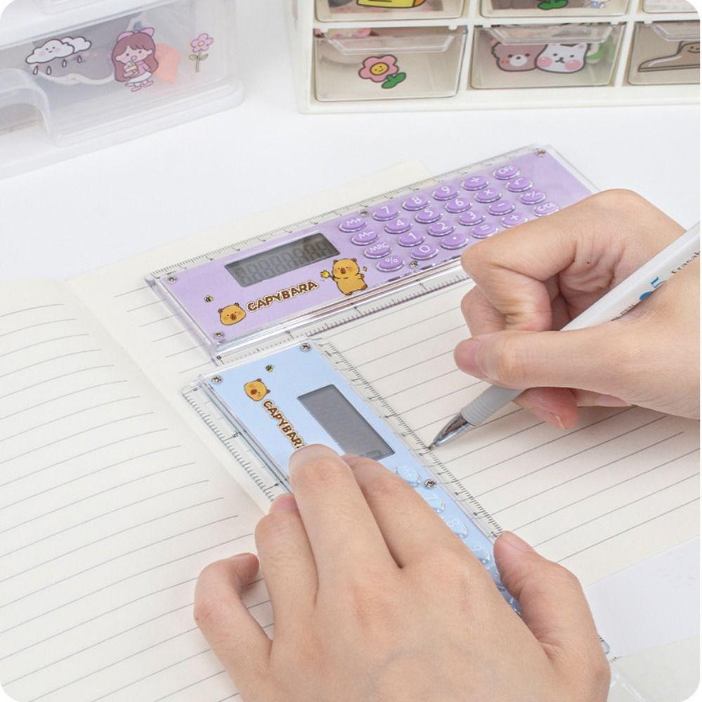 Mini Ruler Calculator Capybara Measuring Ruler Creative Straight Ruler School