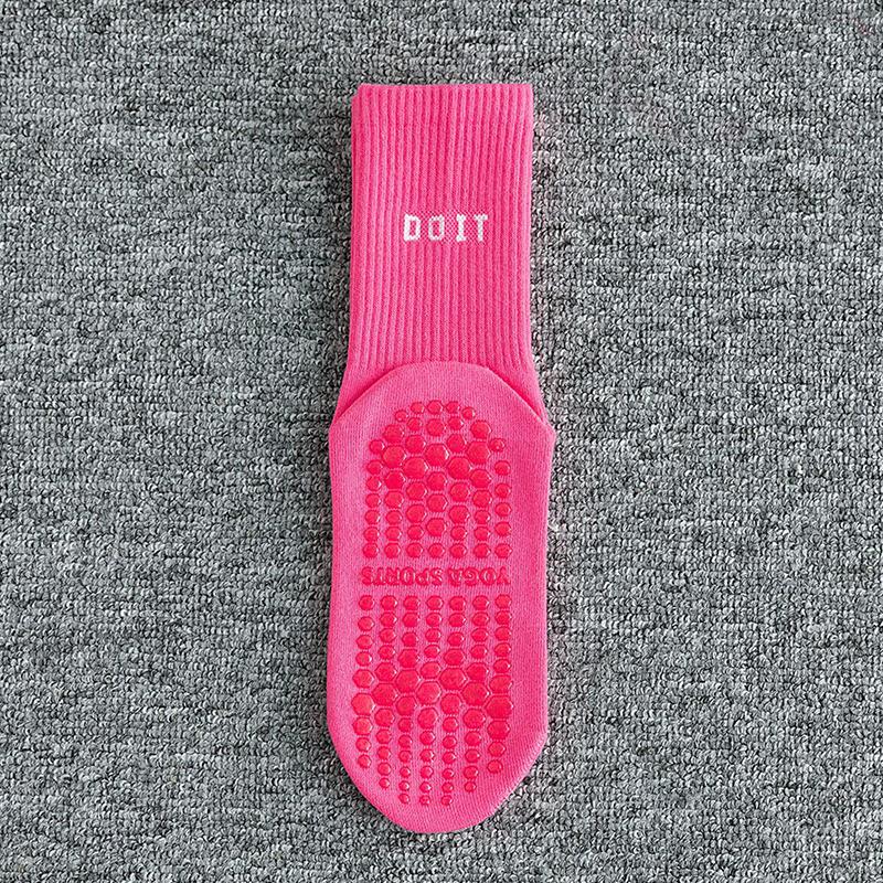 Хлопковые дышащие носки для йоги до середины икры, однотонные полосатые противоскользящие спортивные носки, носки для пилатеса, носки для танцев, фитнеса и тренировок