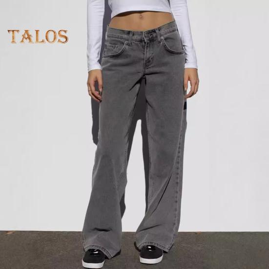 Широкие джинсы для женщин, эластичные джинсовые брюки с высокой талией и карманами, повседневные прямые джинсовые брюки