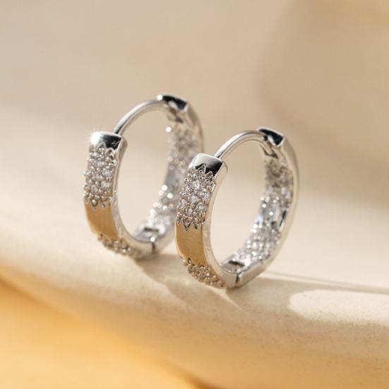 1 Pair Women Huggie Earrings Polished Cubic Zirconia Small Ear Hoop Lightweight Metal Ear Jewelry for Daily Wear Dating Party