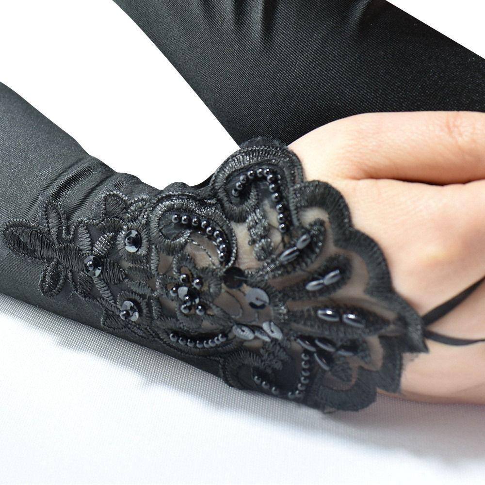 Women's Mittens Elbow Gloves Long Opera Gloves Stretchy Elbow Bride Mittens Fingerless Gloves