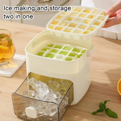 Yousheng Ice Cube Tray для морозильной камеры, сферическая форма для льда с крышкой и контейнером, открывающаяся одной кнопкой, круглая форма для льда, ведерко для льда для коктейлей с виски