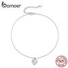 BAMOER Foot Jewelry Anklet Simple Sincere Love Bracelet for Ankle Real Solid 925 Sterling Silver