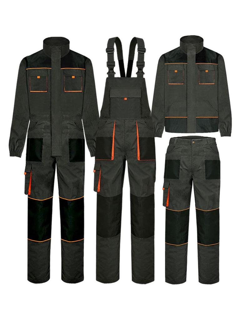 Men's Multi-Pocket Workwear Set: Wear-Resistant, Automotive Repair Jumpsuit with Logo