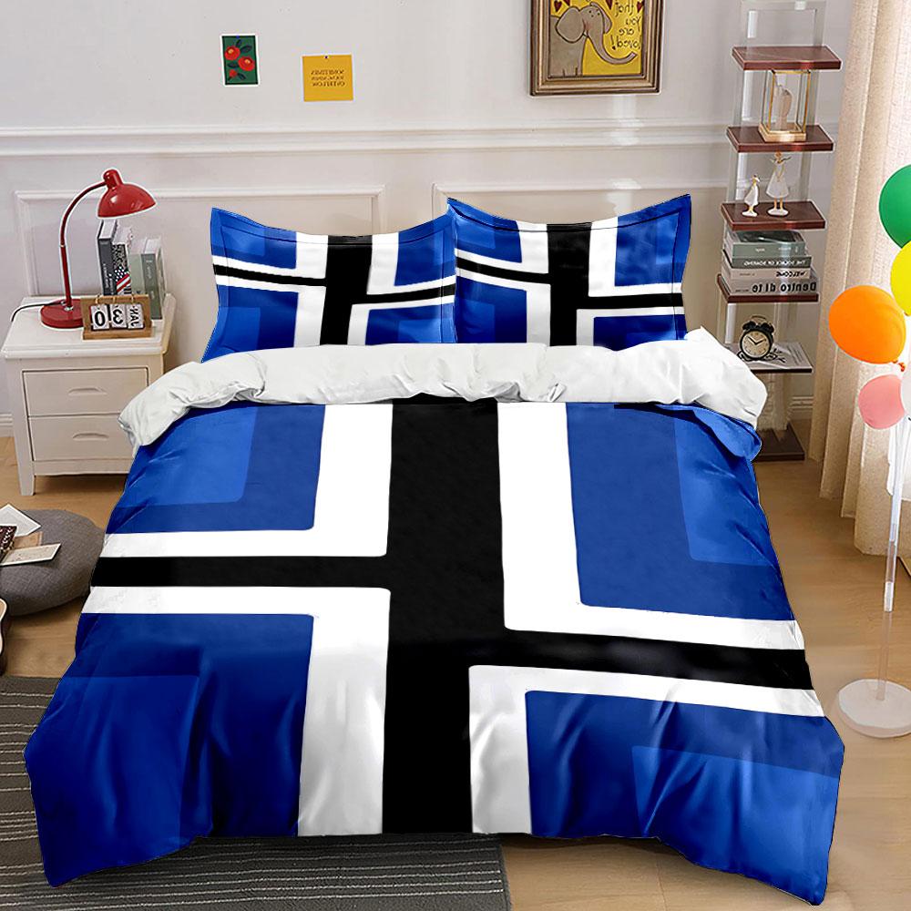 Blue and white cross. Bedding sets Duvet cover sets Duvet covers Pillowcases(1 * Duvet Cover 2 * Pillowcases without duvet insert)