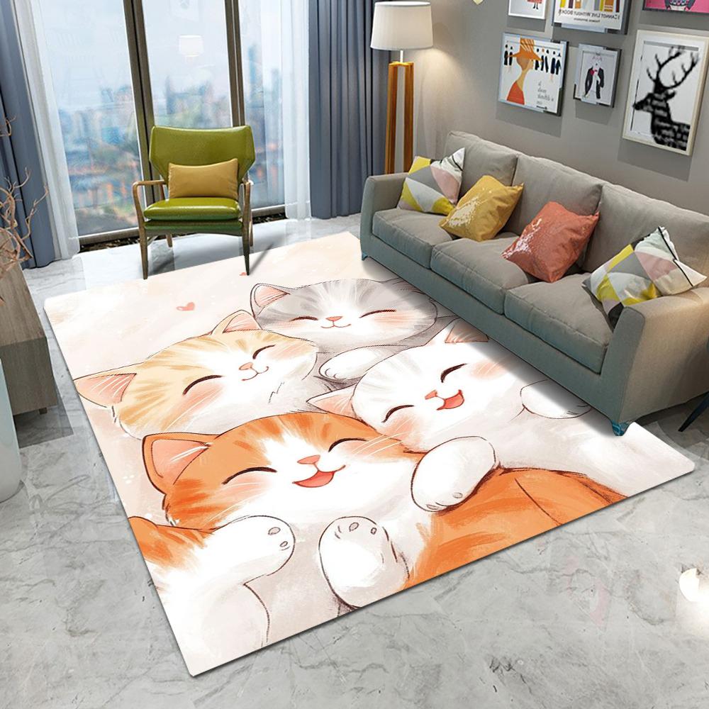  Cute Kitten Carpet Cartoon Living Room Bedroom Kitchen Sofa Entrance Rug Non-slip Washable Home Beautiful Cute Decor Mat