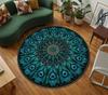 Vintage Blue Medallion Floral Oriental Persian Non Slip Round Rug Traditional Farmhouse Entryway Decor Floor Carpet