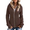 Women's Solid Color Zipper Hoodie And Fleece Hoodie Coat