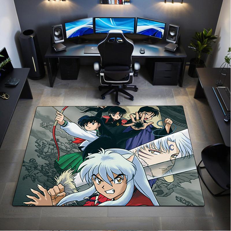1PC Inuyasha Carpet Office Decorative Carpet For Living Room Bedroom Door Mat Floor Rug Computer Chair Area Rug perfect holiday gift