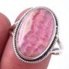 Кольцо из чистого серебра 925 пробы с натуральным родохрозитом ручной работы S.9 h5c24