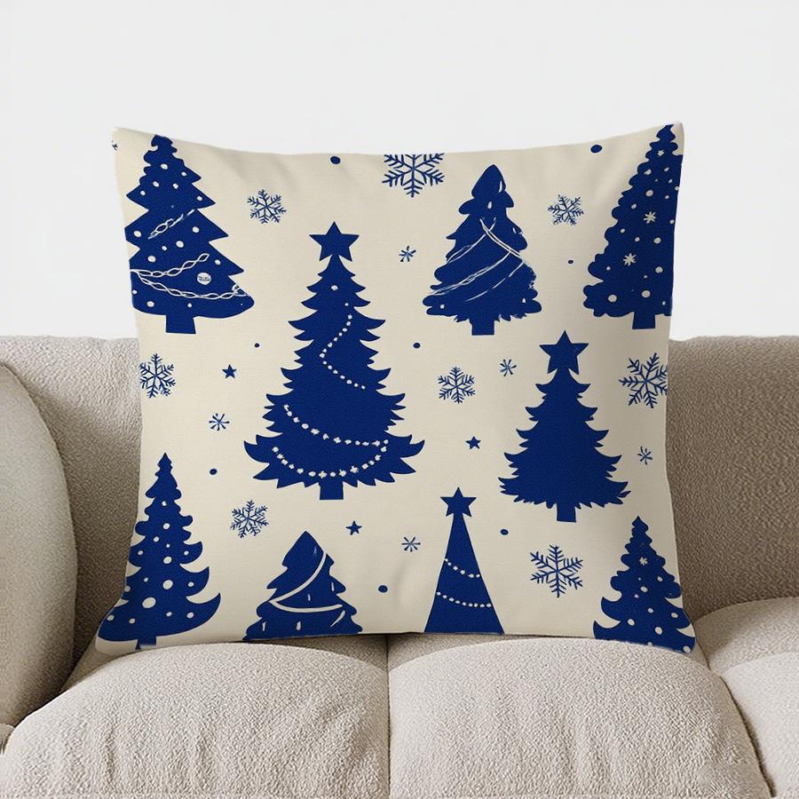 Декор для дома Синие Рождественские Елки и Снежинки Наволочка Рисунок Наволочка для Подушки Подходит для Дивана Спальни Автомобиля Наволочка