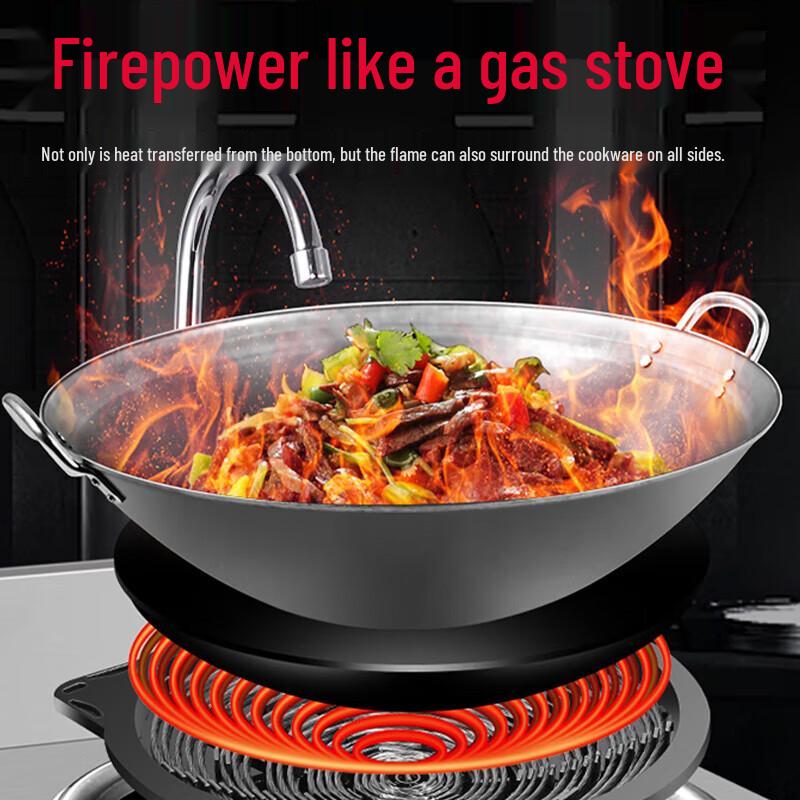 Songrun Commercial Vertical Concave Wok Stove, Gas & Charcoal Dual-Use