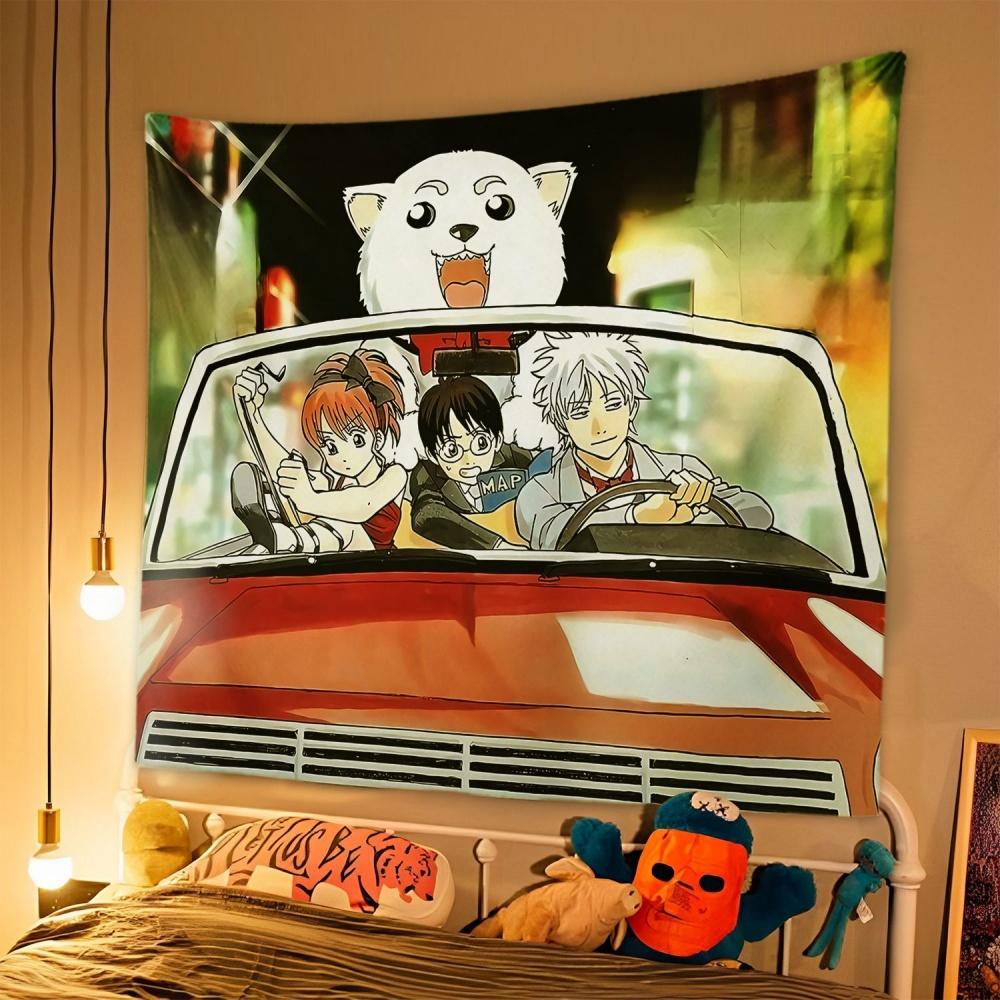 1pc Japanese Anime Tapestry GINTAMA Background Cloth Student Dormitory Bedside Bedroom Decoration Hanging Rental House  Tapestry