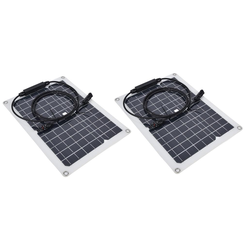 2 Pcs Solar Panels Kit 15W Portable Monocrystalline Solar Panel Charger for Outdoor Boat Caravan RV