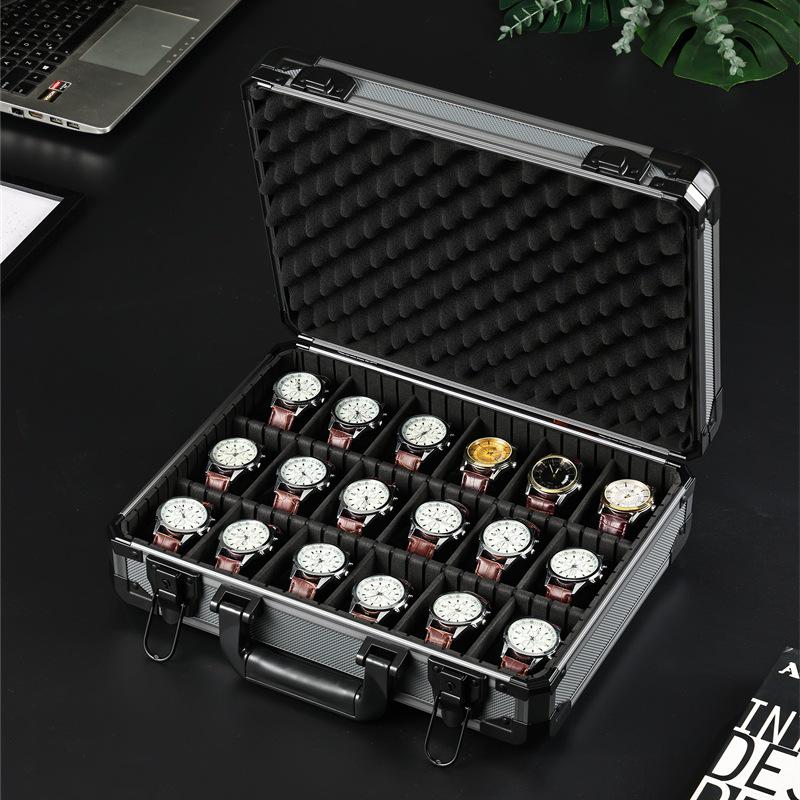 Многофункциональная коробка для часов и ювелирных изделий из алюминиевого сплава «Дымчато-серый» с прозрачной крышкой