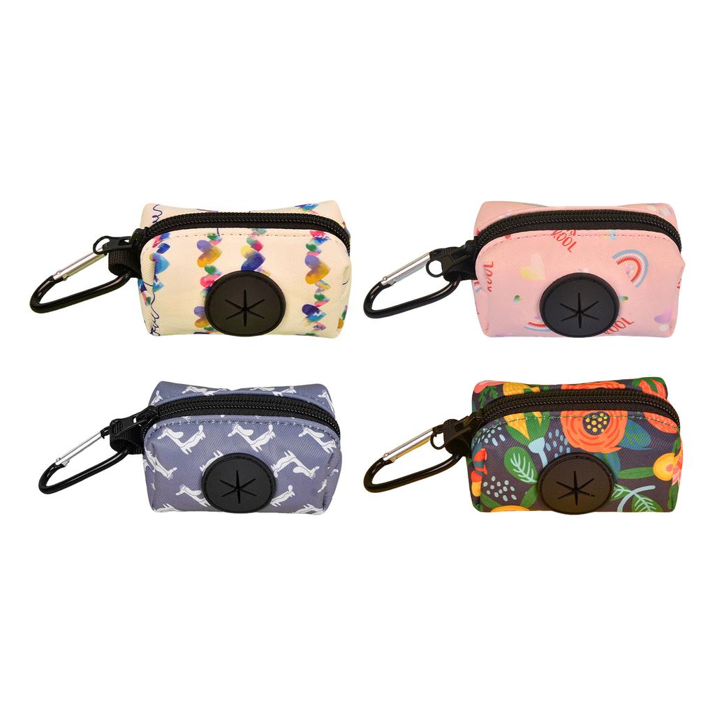Convenient Pet Poop Bags Holder Fashion Print Zippered Dog Poop Bag Holder for Outdoor Pet Walking Running Clean Supply