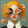 Surrealist Female Portrait Oil On Canvas Wall Art Fantastic Fantasy Fish and Girl Poster Printed Living Room Home Decor