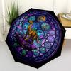 Dinosaur Kingdom Glass pattern umbrella, portable and foldable design, 8 ribs, a casual accessory for Halloween, Christmas, and birthday gifts.