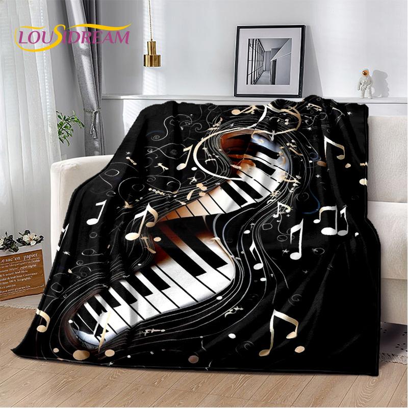 3D Dream Piano Key Music Instrument Cartoon Blanket,Soft Throw Blanket for Home Bedroom Bed Sofa Picnic Office Travel Cover Kids