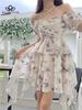 Summer Women Vintage French Floral Prom Dress Elegant Off Shoulder Ruffles Holiday Female Evening Party Vestidos Plus Size