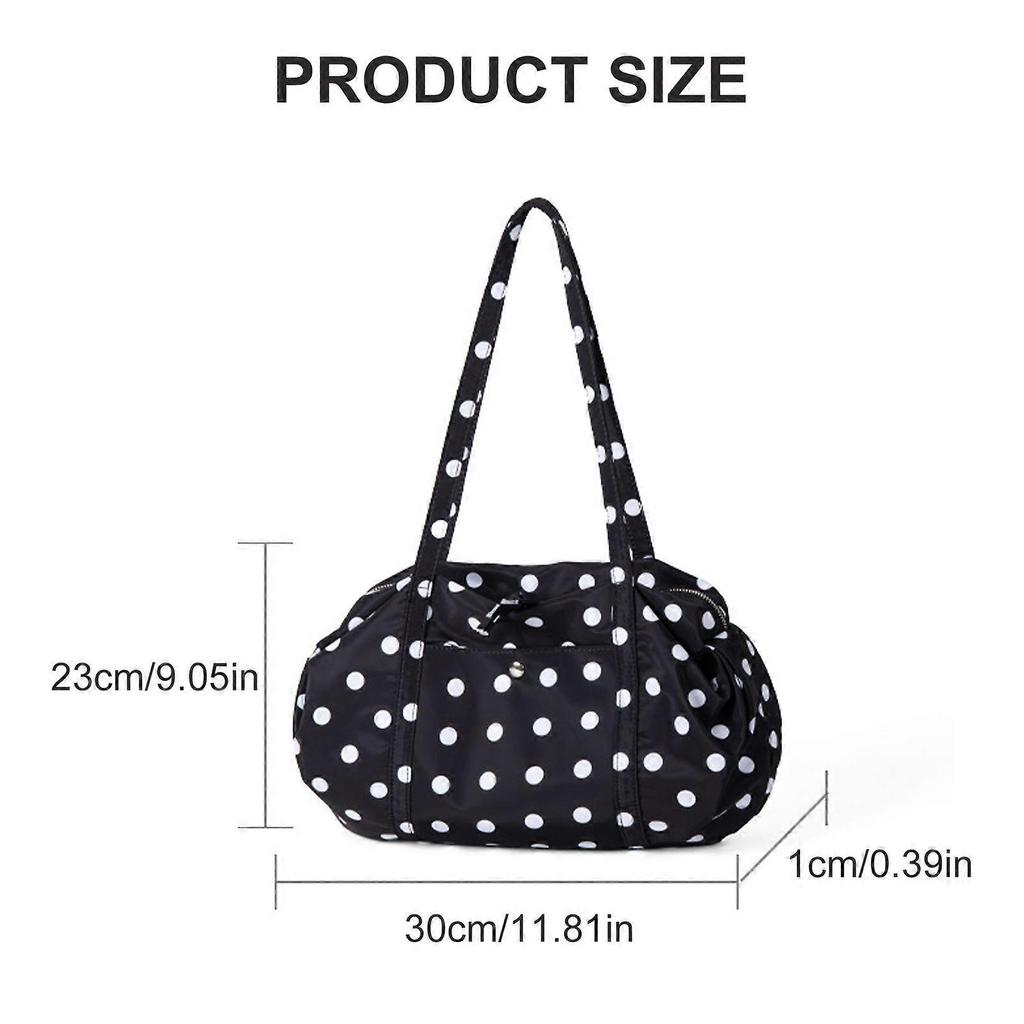 Fashionable Dot Bag Wear Resistant Shoulder Purse Roomy Organizer for Commuting Travel Shopping Essential Green