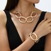 Fashion Personality Metal Geometric Collar Creative Simple Metal Necklace Bracelet Jewelry Set